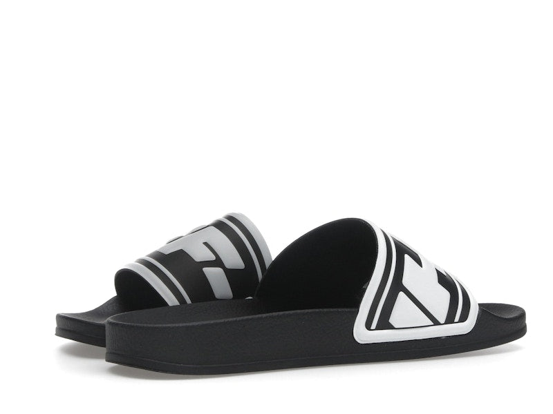 OFF-WHITE Embossed Logo Pool Slides Black White (Women's)