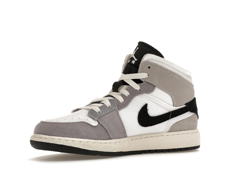 Jordan 1 Mid SE Craft White Cement Grey Black (GS)