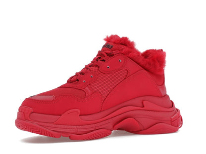 Balenciaga Triple S Faux Fur Burgundy