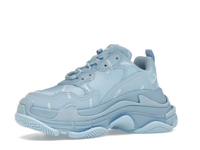 Balenciaga All Over Logo Triple S Blue Grey (Women's)