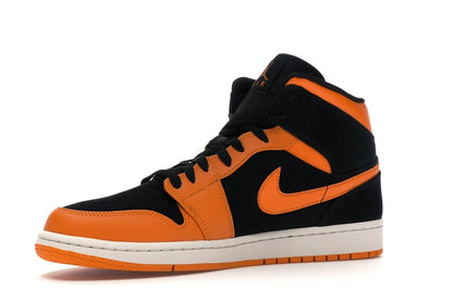 Jordan 1 Mid Black Orange Peel