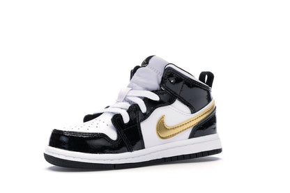 Jordan 1 Mid Patent Black White Gold (TD)