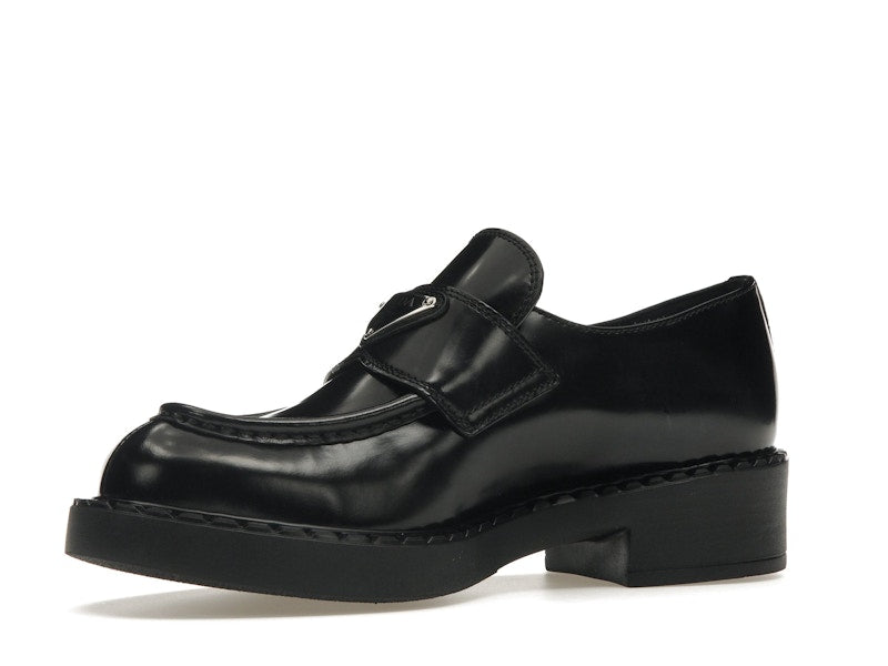 Prada Chocolate 50mm Loafer Black Brushed Leather