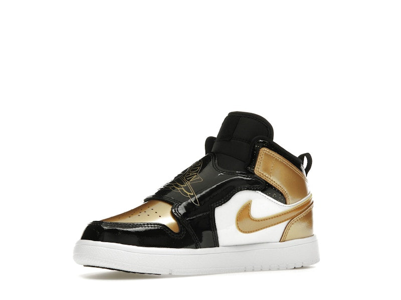 Sky Jordan 1 Mid Black Metallic Gold White (PS)