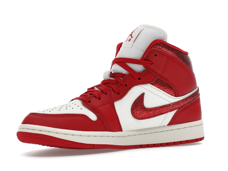 Jordan 1 Mid SE Red Cracked Leather (Women's)