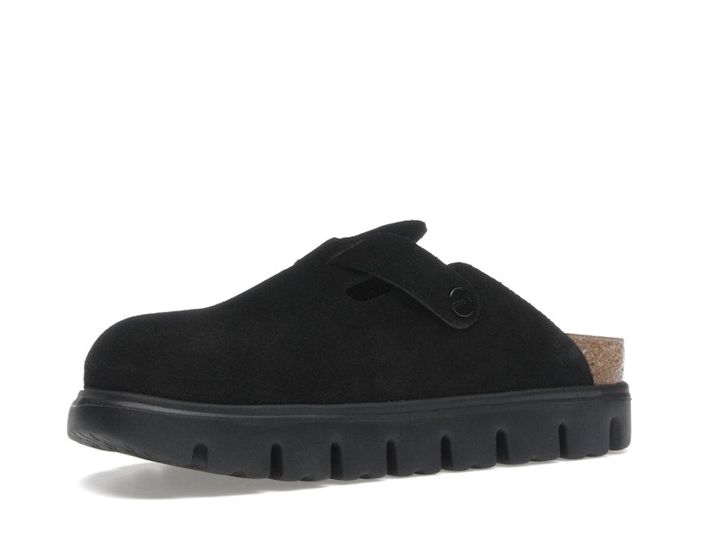 Birkenstock Boston Chunky Suede Black Black Sole (Narrow) (Women's)