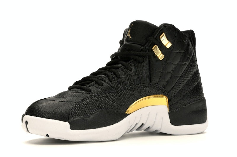 Jordan 12 Retro Black Metallic Gold White (Women's)
