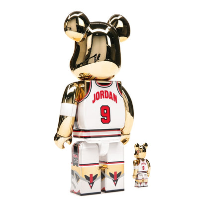 Bearbrick Michael Jordan 1992 Team USA (Dream Team) 100% & 400% Set Gold Chrome