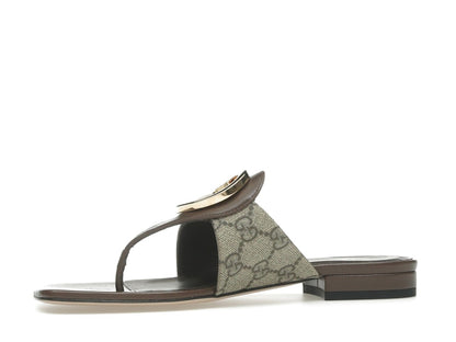 Gucci Blondie Thong Canvas Sandals Ebony (Women's)