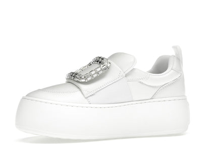 Roger Vivier Viv' Up White Crystal Buckle (Women's)