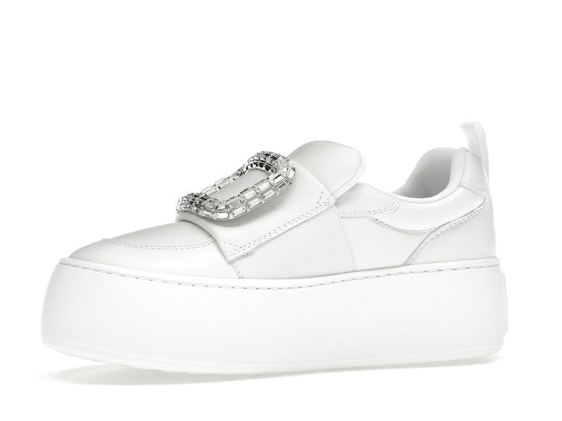 Roger Vivier Viv' Up White Crystal Buckle (Women's)