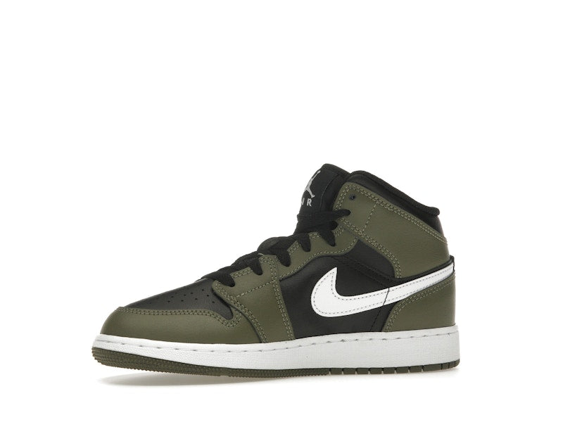 Jordan 1 Mid Black White Olive (GS)