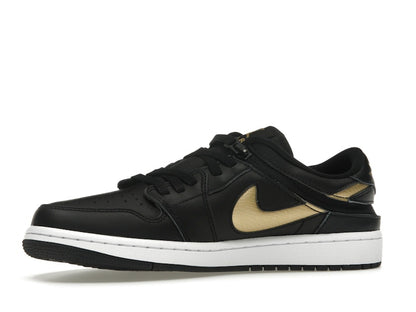 Jordan 1 Low FlyEase Black White Metallic Gold