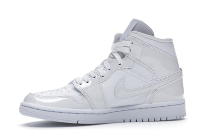 Jordan 1 Mid Triple White Patent Swoosh (Women's)
