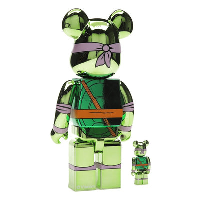 Bearbrick x Teenage Mutant Ninja Turtles Donatello 100% & 400% Set Chrome Ver.