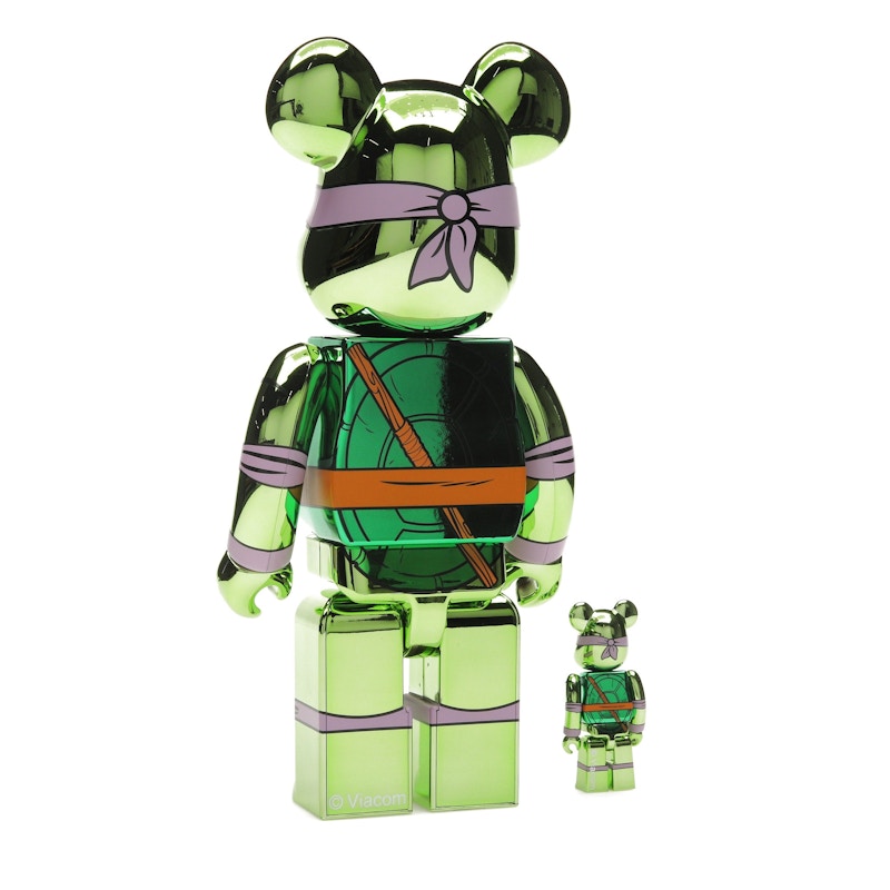 Bearbrick x Teenage Mutant Ninja Turtles Donatello 100% & 400% Set Chrome Ver.