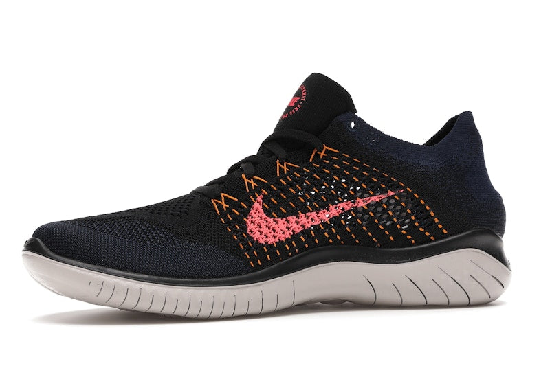 Nike Free RN Flyknit 2018 Black Flash Crimson Orange Peel