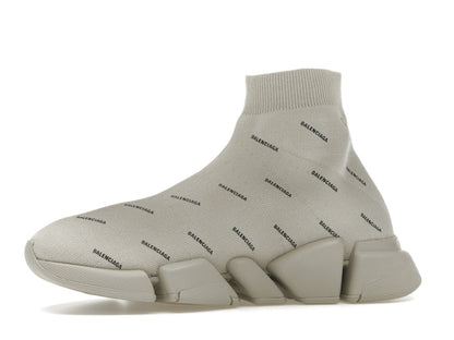 Balenciaga Speed Trainer 2.0 All Over Logo Beige