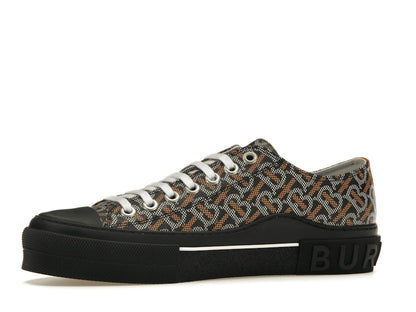 Burberry Monogram Pattern Low Top Black Orange Canvas