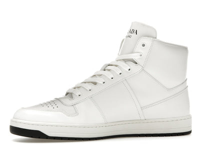Prada Downtown High Top Sneakers Leather White White Black