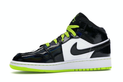 Jordan 1 Mid Black Cyber Mystic Green (GS)