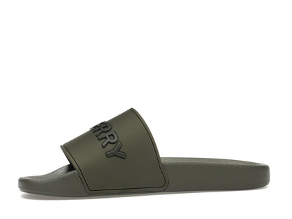 Burberry Embossed Logo Slides Dark Fern Green Black