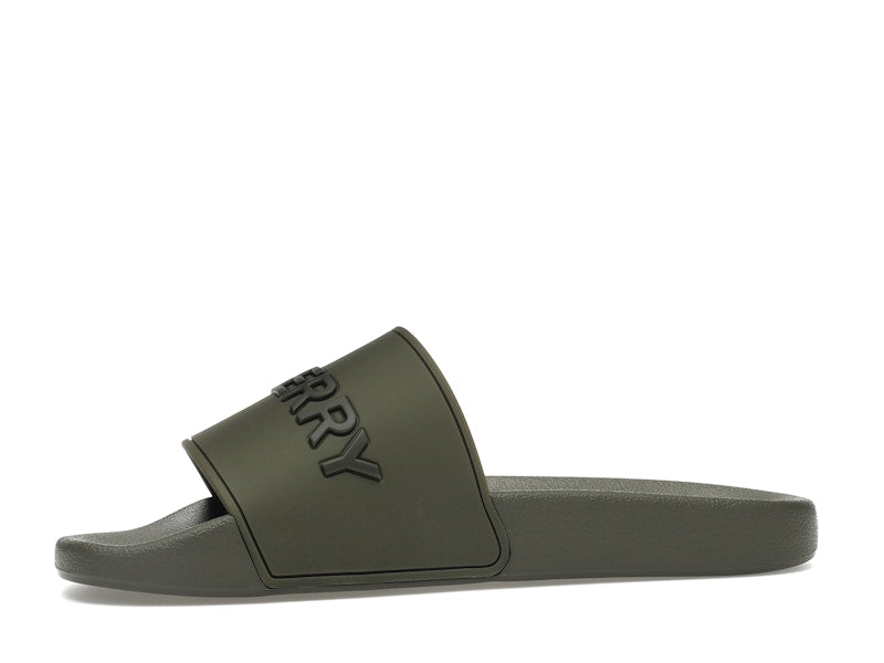 Burberry Embossed Logo Slides Dark Fern Green Black