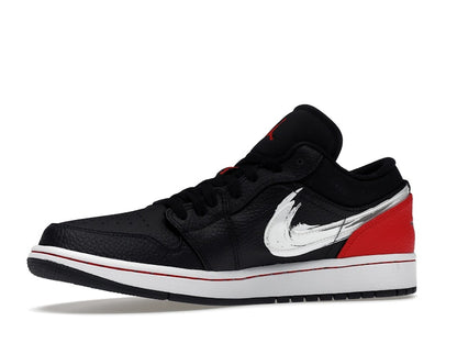 Jordan 1 Low Brushstroke Swoosh Black