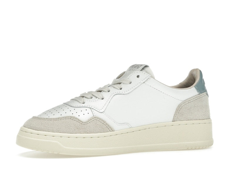 Autry Medalist Leather Low White Silver Blue Beige (Women's)