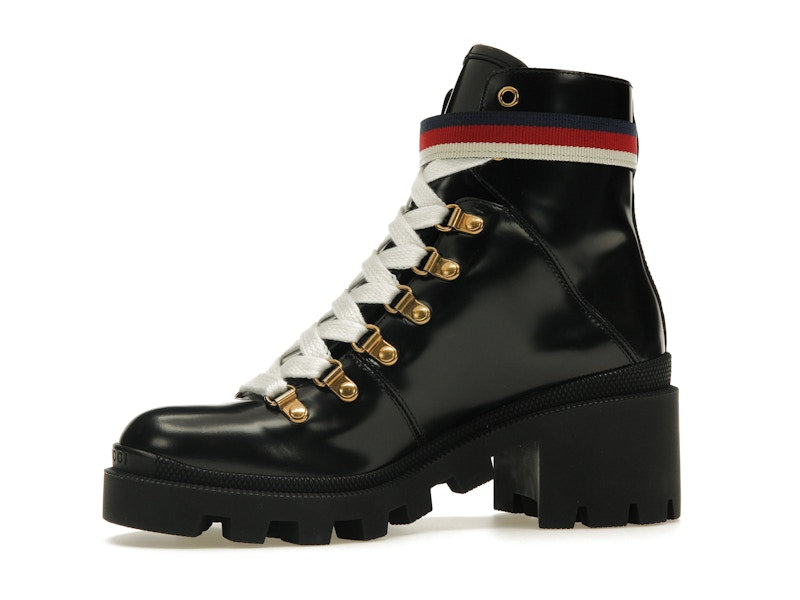 Gucci Sylvie Web 55mm Ankle Boot Black Leather