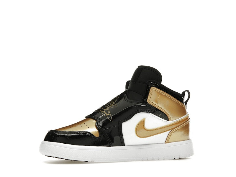 Sky Jordan 1 Mid Black Metallic Gold White (PS)
