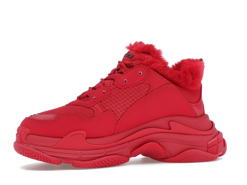 Balenciaga Triple S Faux Fur Burgundy