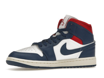 Jordan 1 Mid French Blue Gym Red (Women's)