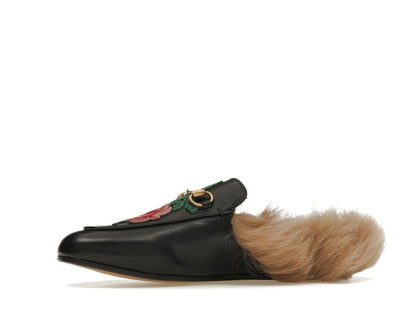 Gucci Floral Embroidered Princetown Mules Black (Women's)