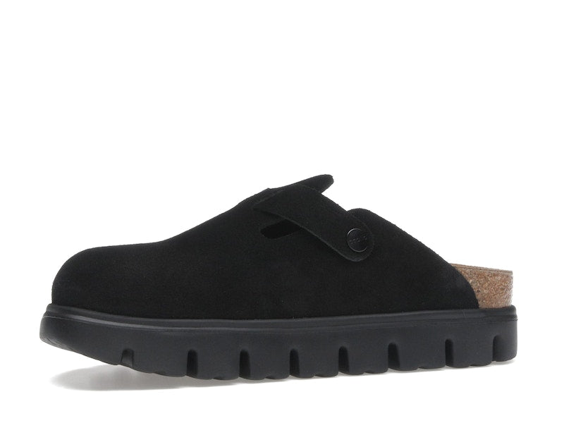 Birkenstock Boston Chunky Suede Black Black Sole (Narrow) (Women's)
