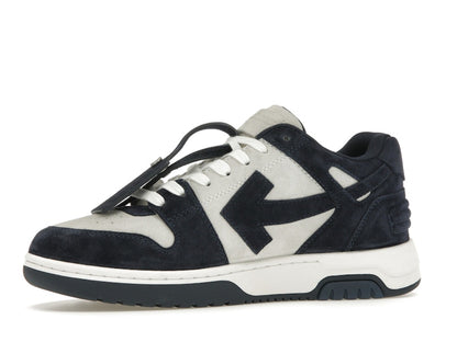 OFF-WHITE Out Of Office OOO Low Tops White Navy Blue Suede