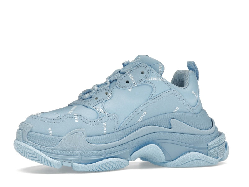 Balenciaga All Over Logo Triple S Blue Grey (Women's)
