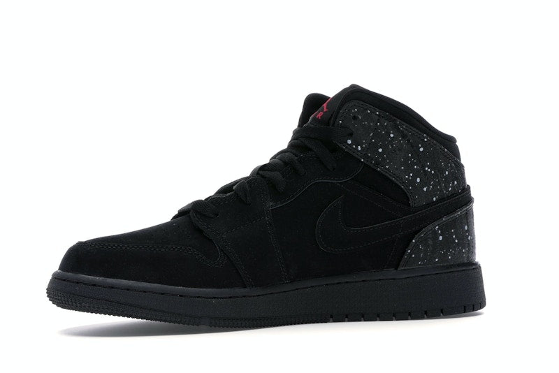 Jordan 1 Mid Black Rush Pink White Splatter (GS)