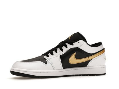 Jordan 1 Low White Black Metallic Gold Swoosh