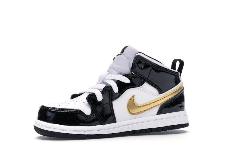 Jordan 1 Mid Patent Black White Gold (TD)
