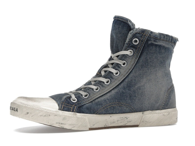 Balenciaga Paris High Top Blue Destroyed Denim