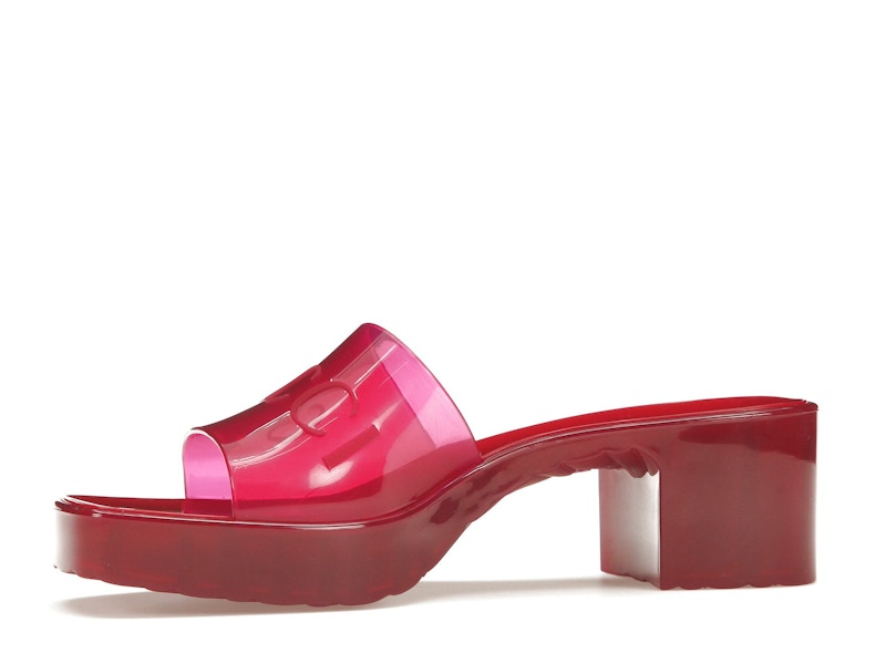 Gucci 60mm Slide Sandal Hibiscus Red Rubber