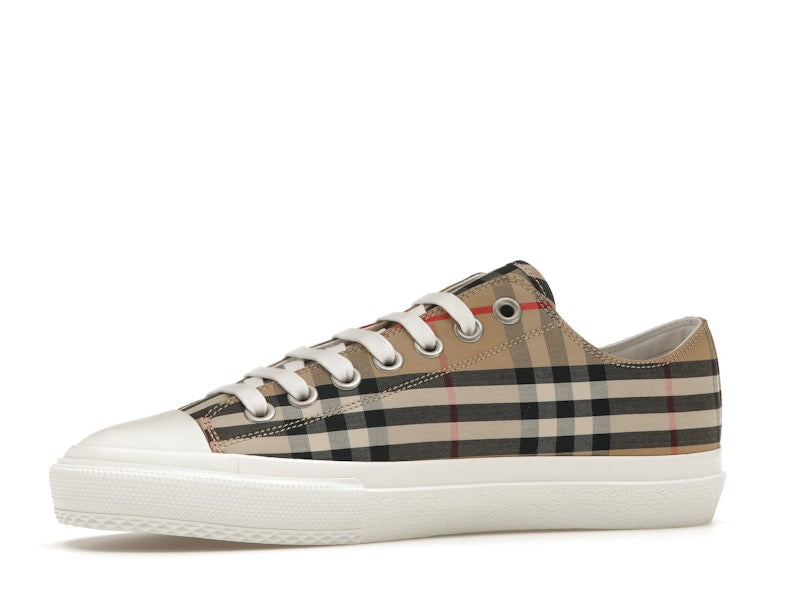 Burberry Logo Print Vintage Check Cotton Sneakers Archive Beige (Women's)