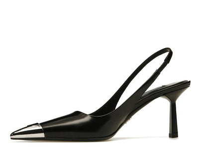 Prada 75mm Slingback Pump Black Leather