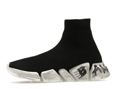 Balenciaga Speed 2.0 Graffiti Recycled Knit Black White