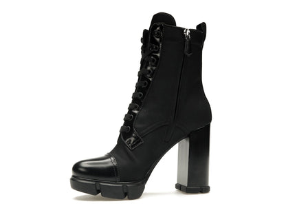 Prada 110 mm Nylon Booties Black Brushed Leather