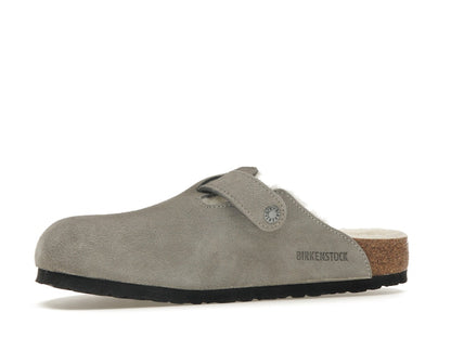 Birkenstock Boston Shearling Suede Stone Coin
