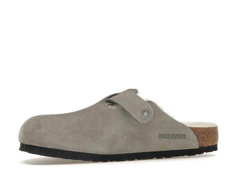 Birkenstock Boston Shearling Suede Stone Coin