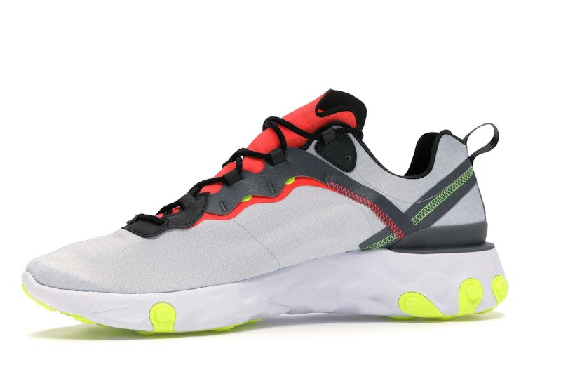 Nike React Element 55 Pure Platinum Bright Crimson Volt