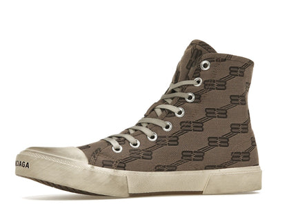 Balenciaga Paris High Top BB Monogram Dark Beige Brown